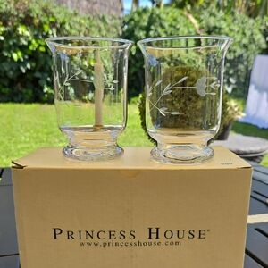 Princess House Clear Glass Floral Votive Holders